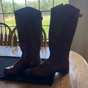 Knee high zip up boots